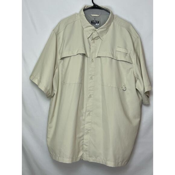 Habit Men’s 2XL Cream Short Sleeve Vented Fishing Shirt Button Front Outdoor Top - Picture 1 of 6